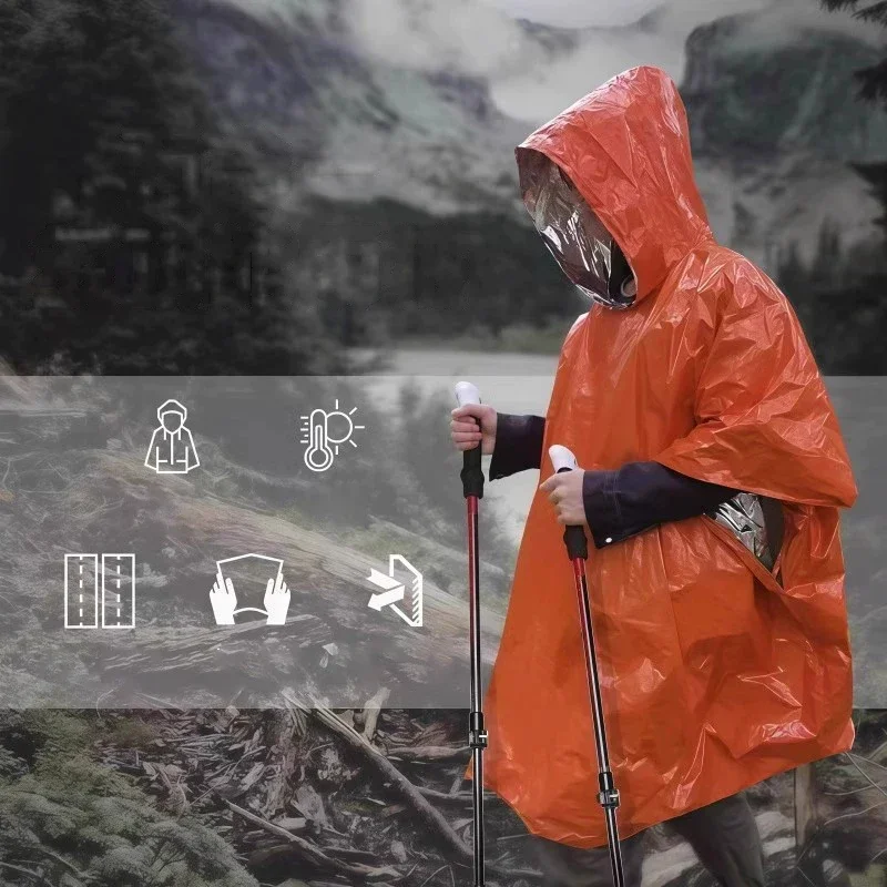 Hooded Emergency Rain Poncho W - Camping Rain Poncho review and price